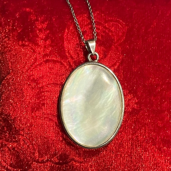 Onyx and MOP Sterling Silver Pendant - Picture 1 of 7